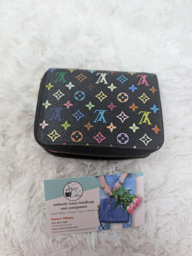 LOUIS VUITTON BLACK MULTICOLOR ZIPPY COMPACT WALLET