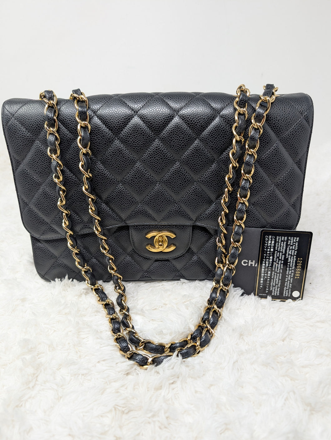 CHANEL BLACK CAVIAR SINGLE FLAP JUMBO