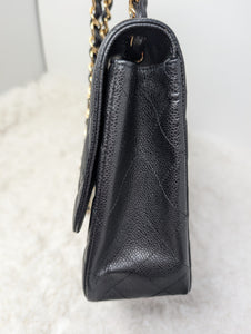 CHANEL BLACK CAVIAR SINGLE FLAP JUMBO