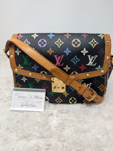 LOUIS VUITTON BLACK MULTICOLOR MURAKAMI SOLOGNE CROSSBODY