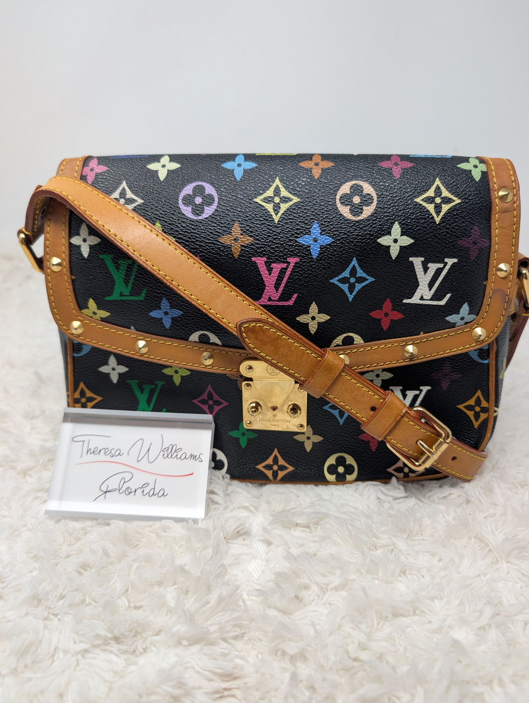 LOUIS VUITTON BLACK MULTICOLOR MURAKAMI SOLOGNE CROSSBODY