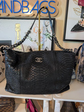 CHANEL BLACK FRENCH RIVIERA PYTHON TOTE