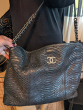 CHANEL BLACK FRENCH RIVIERA PYTHON TOTE