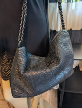 CHANEL BLACK FRENCH RIVIERA PYTHON TOTE