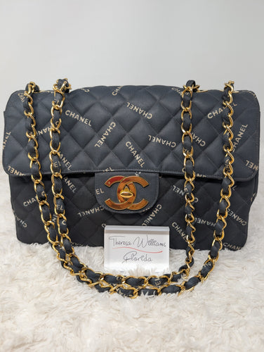 CHANEL QUILTED LOGO JUMBO XL VINTAGE FLAP, SUPER RARE