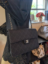 CHANEL BLACK JERSEY FLAP, EXCELLENT