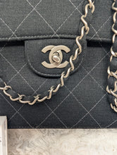 CHANEL BLACK JERSEY FLAP, EXCELLENT