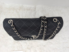 CHANEL BLACK JERSEY FLAP, EXCELLENT