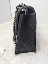 CHANEL BLACK JERSEY FLAP, EXCELLENT