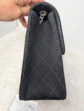CHANEL BLACK JERSEY FLAP, EXCELLENT