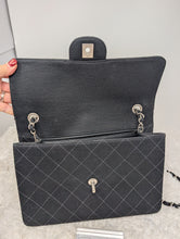 CHANEL BLACK JERSEY FLAP, EXCELLENT
