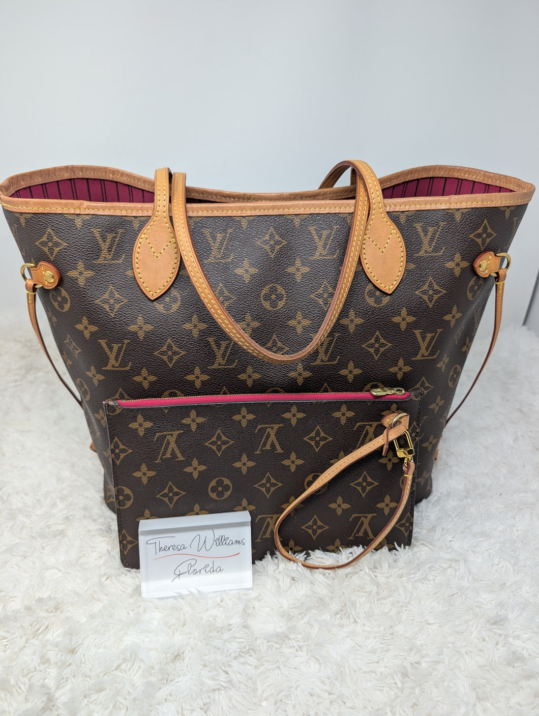 LOUIS VUITTON MONOGRAM NEVERFULL MM, WITH POUCH