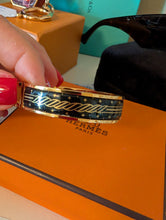 HERMES CLIC BLACK/GOLD BRACELET, SIZE SMALL