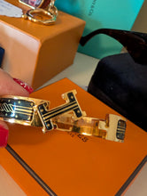 HERMES CLIC BLACK/GOLD BRACELET, SIZE SMALL