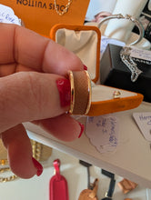 Hermès Olympe ring in a beige calfskin leather with rose gold plated hardware, size 6, box