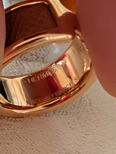 Hermès Olympe ring in a beige calfskin leather with rose gold plated hardware, size 6, box