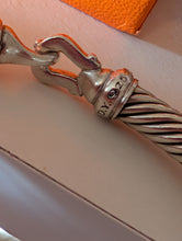 David Yurman Buckle Classic Cable Bracelet in sterling silver with pavé diamonds. Size small.. Excellent condition