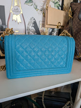 CHANEL CAVIAR TURQUOISE (BLUE/GREEN) OLD MEDIUM BOY BAG, MINT