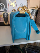 CHANEL CAVIAR TURQUOISE (BLUE/GREEN) OLD MEDIUM BOY BAG, MINT