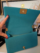 CHANEL CAVIAR TURQUOISE (BLUE/GREEN) OLD MEDIUM BOY BAG, MINT