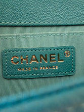 CHANEL CAVIAR TURQUOISE (BLUE/GREEN) OLD MEDIUM BOY BAG, MINT