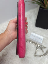 LOUIS VUITTON EPI HOT PINK TWIST WALLET, CHAIN ADDED