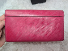 LOUIS VUITTON EPI HOT PINK TWIST WALLET, CHAIN ADDED