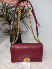 Chanel Burgundy Boy, old medium, gold hardware, MINT
