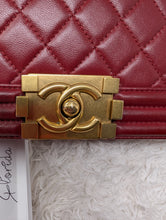 Chanel Burgundy Boy, old medium, gold hardware, MINT