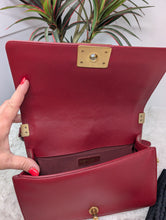 Chanel Burgundy Boy, old medium, gold hardware, MINT