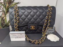 CHANEL BLACK CAVIAR JUMBO DOUBLE FLAP, MINT CONDITION