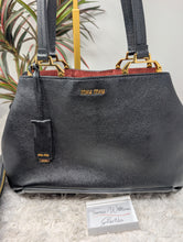 MUI MUI BLACK MADRAS LEATHER SHOULDER TOTE WITH MATCHING POUCH