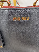 MUI MUI BLACK MADRAS LEATHER SHOULDER TOTE WITH MATCHING POUCH