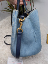 GUCCI MARMONT SMALL TOTE, BLUE DENIM featuring Matelassé quilting and pearly Double G hardware