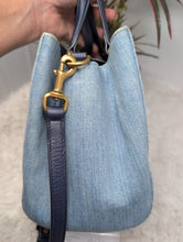 GUCCI MARMONT SMALL TOTE, BLUE DENIM featuring Matelassé quilting and pearly Double G hardware