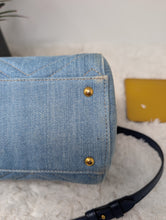 GUCCI MARMONT SMALL TOTE, BLUE DENIM featuring Matelassé quilting and pearly Double G hardware