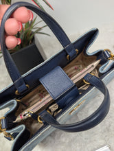 GUCCI MARMONT SMALL TOTE, BLUE DENIM featuring Matelassé quilting and pearly Double G hardware