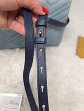 GUCCI MARMONT SMALL TOTE, BLUE DENIM featuring Matelassé quilting and pearly Double G hardware