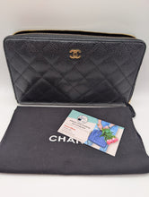 CHANEL BLACK CAVIAR ZIP AROUND ORGANIZER WALLET