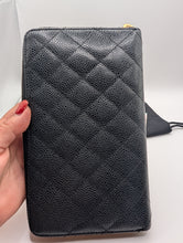 CHANEL BLACK CAVIAR ZIP AROUND ORGANIZER WALLET