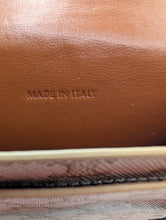 Celine Mini Phone Pouch Handbag in Triomphe Canvas and Tan Lambskin, Excellent