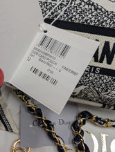 AUTHENTIC DIOR GWP, BLACK TOILE TOILETRY POUCH WITH 2 NON BRAND STRAPS & BOW CLIP ON CHARM, AUTHENTICITY CARD & BOX