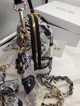 AUTHENTIC DIOR GWP, BLACK TOILE TOILETRY POUCH WITH 2 NON BRAND STRAPS & BOW CLIP ON CHARM, AUTHENTICITY CARD & BOX