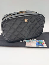CHANEL BLACK CAVIAR TOILETRY CASE, LIKE NEW