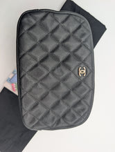 CHANEL BLACK CAVIAR TOILETRY CASE, LIKE NEW