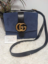GUCCI ARLI BLUE SUEDE CROSSBODY BAG, LIKE NEW