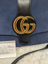 GUCCI ARLI BLUE SUEDE CROSSBODY BAG, LIKE NEW