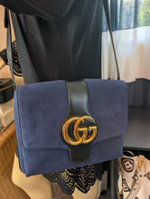 GUCCI ARLI BLUE SUEDE CROSSBODY BAG, LIKE NEW