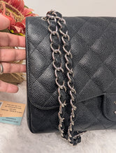 CHANEL BLACK CAVIAR JUMBO DOUBLE FLAP, SILVER HDW