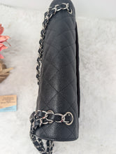 CHANEL BLACK CAVIAR JUMBO DOUBLE FLAP, SILVER HDW